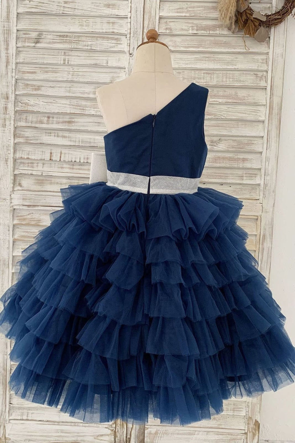 Vestido de niña de las flores de tul hasta la rodilla con corte en A