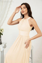 Vestido formal de fiesta Sunnderly de gasa con cuello halter, largo y sin mangas, para dama de honor SY2802 
