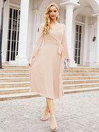Vestido de dama de honor con escote en V y cinturón para madre de la novia, invitada de boda SY28031 