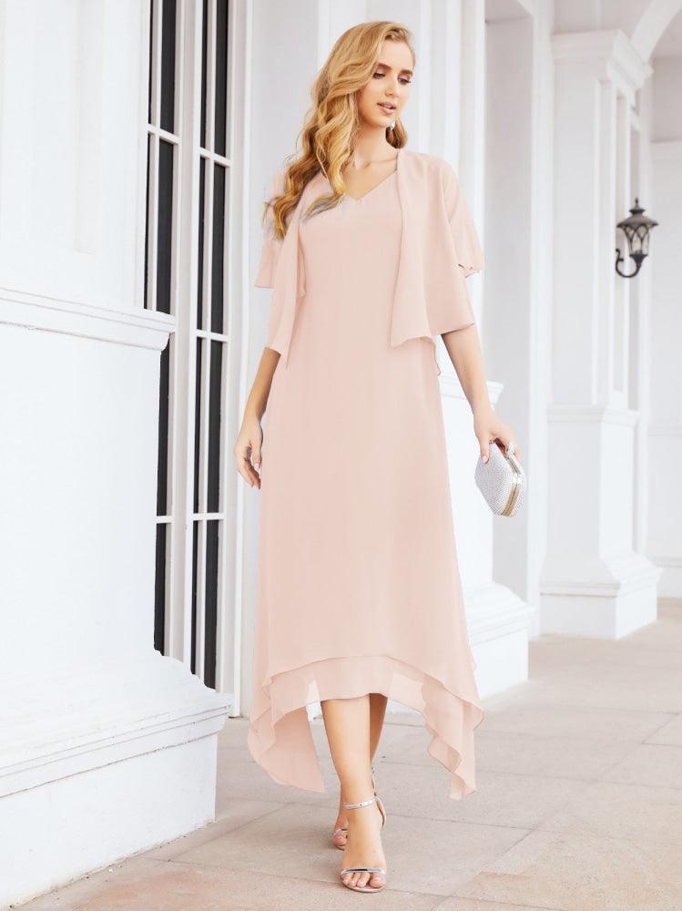 Vestido formal de fiesta Sunnderly de dos piezas, corte A, para madre de la novia, SY28073 