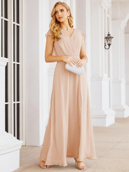 Sunnderly Brautjungfernkleider Cape Formales Ballkleid Rückenfreies Kleid für die Mutter der Braut SY28058 