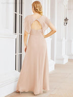 Vestidos de dama de honor Sunnderly con capa, vestido formal de fiesta con espalda descubierta para madre de la novia SY28058 