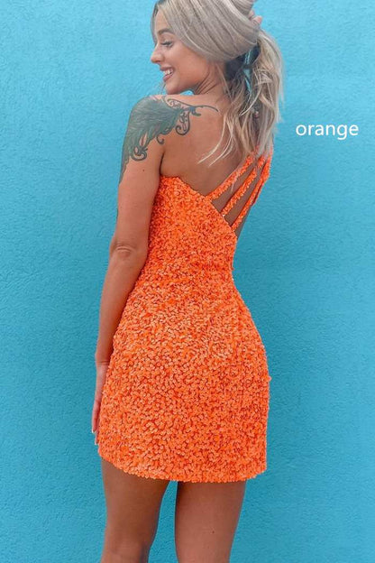 Vicky | Vestido de fiesta de lentejuelas con un solo hombro
