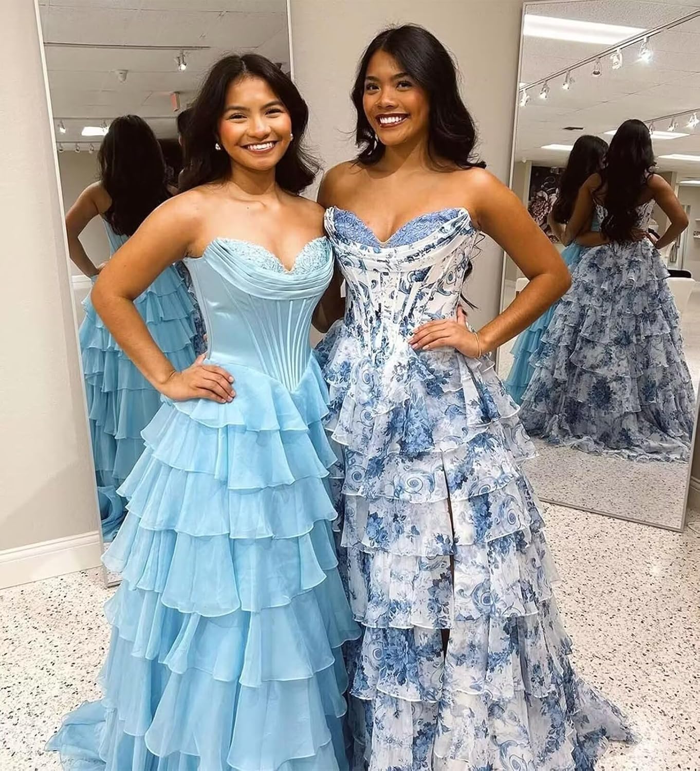 Trägerloses Korsett-Ballkleid für Damen 2025, langes, gestuftes, gerüschtes Chiffon-Abendkleid mit Schlitz 