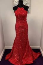 Rückenloses Meerjungfrau Burgunder Pailletten Langes Ballkleid, Meerjungfrau Burgunder Formales Kleid, Burgunder Abendkleid Y350