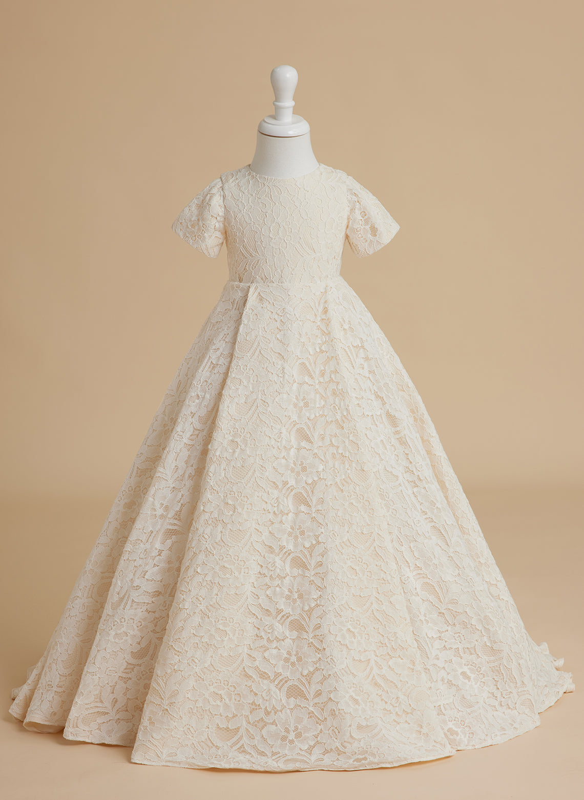 A-Linie Spitze Sweep Zug Elfenbein Kleid (010146744) 