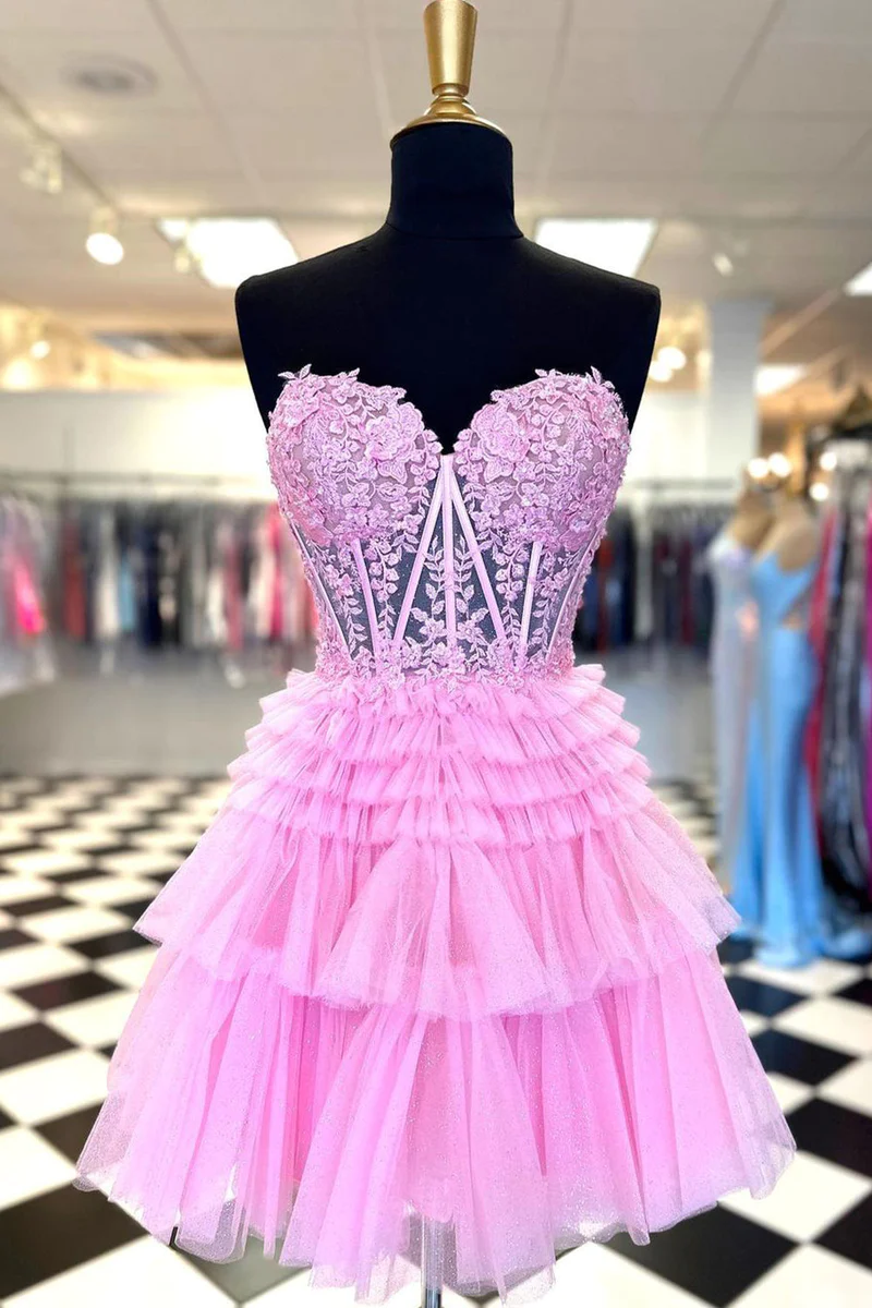 A-Linie Sweetheart Homecoming-Kleid mit Rüschen Y2828