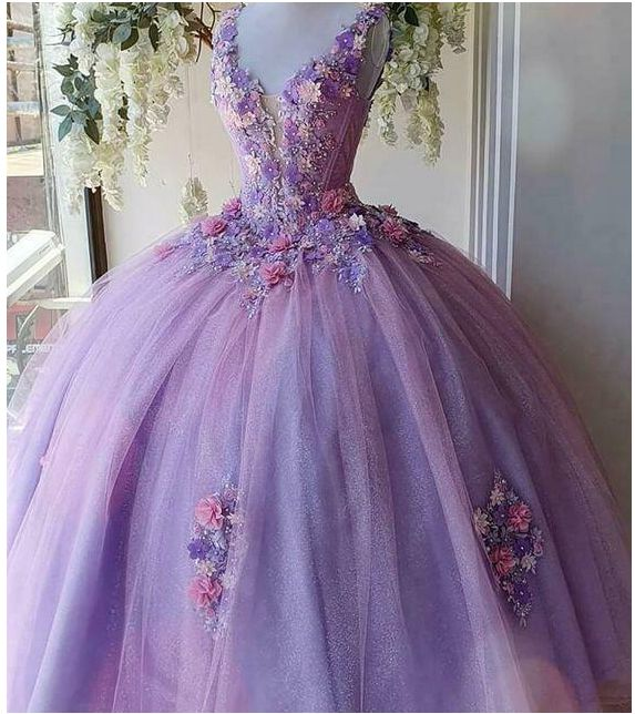 Vestido largo de fiesta de princesa de tul con flores, vestidos de quinceañera Y4372