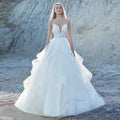 Delicate Ruffled Spaghetti Straps Wedding Dresses V-neck Appliques A-line Wedding Gowns Abito Da Sposa Customer Made-payinti