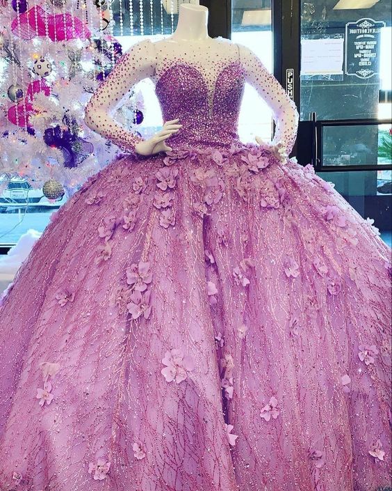 Luxuriöses Perlenbesetztes Ballkleid mit Blumen Quinceanera-Kleid Y811