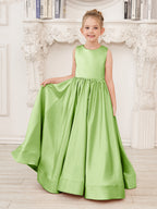 A-Linie Spitze Satin Bodenlang Blumenmädchenkleid 