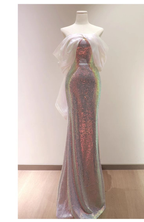 Charmantes Pailletten-Meerjungfrau-Abendkleid, glänzend, lang, Ballkleid Y7687