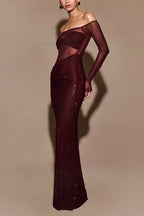 Off-Shoulder Sheer Corset Midi Prom Dress