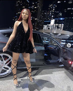 18. Geburtstag Outfit Schwarzes Pailletten Homecoming Kleid Sexy Abschlusskleider Y146