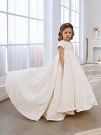 A-Linie Spitze Sweep Zug Elfenbein Kleid (010146744) 