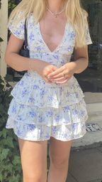 Vestido floral con escote en V profundo, bonito vestido de fiesta de corte A Y2317