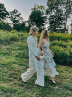 Hermoso vestido de fiesta largo sin tirantes con encaje floral 3D, con capas, blanco, corte A, vestido de noche, vestido de novia Y8462