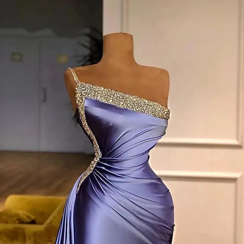 Lila Abendkleider, Perlen Abendkleider, One-Shoulder Abendkleid, Abendkleider kurz, elegante Abendkleider Y1771