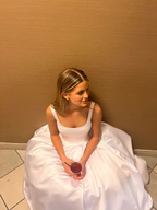 Vestido de novia largo clásico de satén blanco con corte en A, vestido de novia blanco sencillo Y4672