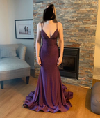 Elegant Mermaid V Neck Prom Dress Fashion Evening Dress With Trail Y7220