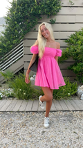 Vestido playero rosa intenso con corte en A para fiesta de bienvenida Y2385
