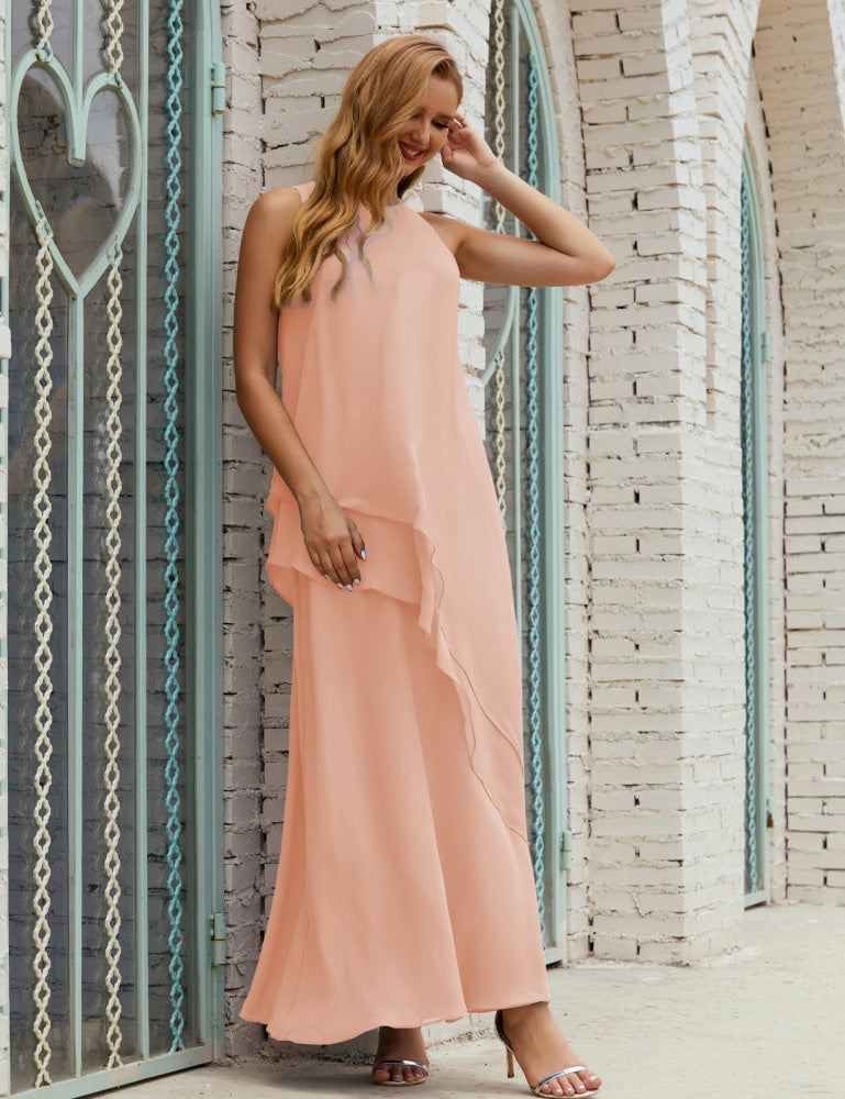 Chiffon Langes Plus Size Kleider für die Brautmutter Formales Brautjungfern-Abschlussballkleid SY28019 
