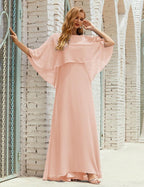 Vestido de dama de honor Sunnderly para mujer, de gasa, manga larga y cuello en V, vestido formal para boda o fiesta SY28018 