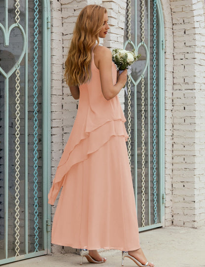 Chiffon Langes Plus Size Kleider für die Brautmutter Formales Brautjungfern-Abschlussballkleid SY28019 