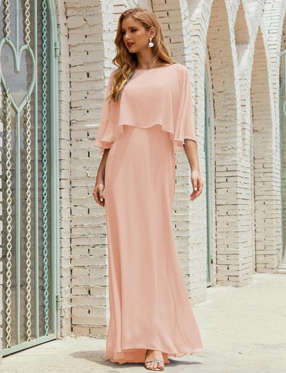 Vestido de dama de honor Sunnderly para mujer, de gasa, manga larga y cuello en V, vestido formal para boda o fiesta SY28018 