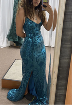 Glitzer Pailletten Meerjungfrau Ballkleid Langes rückenfreies Abendkleid Y7906