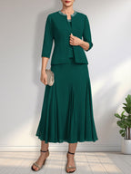 Vestido de gasa para madre de la novia con escote en A, largo hasta la rodilla, con lentejuelas y abalorios.
