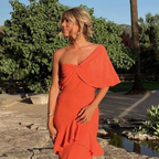 Vestido de fiesta encantador, vestido de noche naranja Y1524
