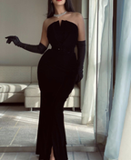 Sexy Schwarzes Meerjungfrau-Ballkleid Schwarzes Abendkleid Y4556