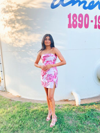 Lindo vestido de fiesta floral sin tirantes Y2773