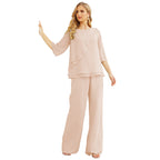 Vestido de gasa para madre de la novia Sunnderly, talla grande, trajes de pantalón con capas con volantes 
