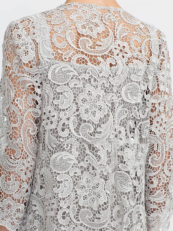 3-teiliger Chiffon-Hosenanzug mit quadratischem Ausschnitt und Jacke für die Mutter der Braut 