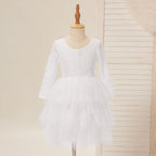 Lace Tulle Knee-length White Dress (2003227580)
