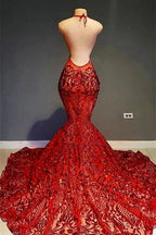 Vestido de fiesta de sirena con cuello en V profundo y espalda abierta, sexy, de encaje