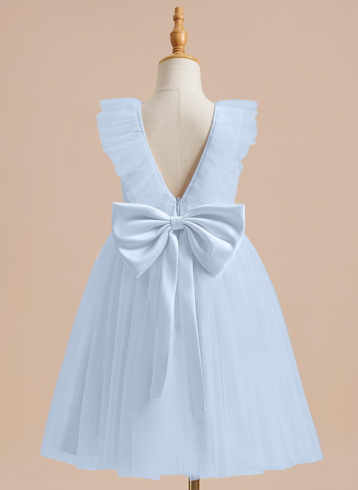 Knielanges A-Linien-Blumenmädchenkleid aus Satintüll 