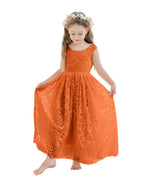 A-Linien-Spitze Knöchellanges Elfenbein Boho Blumenmädchenkleid 