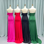Kaydence | Elegante vestido largo asimétrico fucsia con cuentas