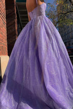 Sparkly A-line Spaghetti Straps Sweetheart Prom Dresses, Evening Dresses