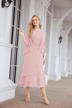 Vestido formal de fiesta Sunnderly de dos piezas, corte A, para madre de la novia, SY28072 
