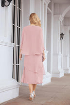 Vestido formal de fiesta Sunnderly de dos piezas, corte A, para madre de la novia, SY28072 