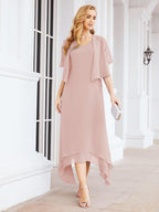 Vestido formal de fiesta Sunnderly de dos piezas, corte A, para madre de la novia, SY28073 