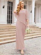 Vestido formal de fiesta Sunnderly, largo, para madre de la novia, con capa con volantes, SY28026 