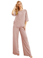 Elegante vestido de dos piezas para madre de la novia, talla grande, pantalón, capas con volantes, bata plateada SY28064 