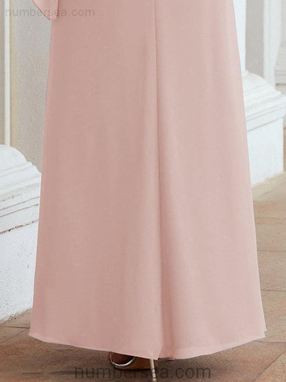 Sunnderly Formal Party Gown Dress Long Mother of The Bride Dresses with Ruffle Cape SY28026