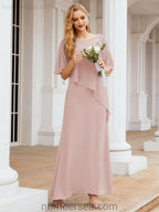 Vestido formal de fiesta Sunnderly, largo, para madre de la novia, con capa con volantes, SY28026 