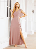 Vestidos de dama de honor Sunnderly con capa, vestido formal de fiesta con espalda descubierta para madre de la novia SY28058 